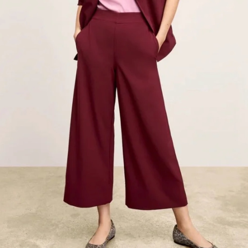 MM Lafleur Burgundy Wide Leg Pants
